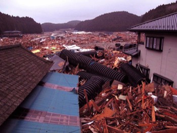  3/14 looking towards ocean, outskirts of Shizugawa area, Minami Sanriku 